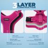 imageAir Frontier Mesh Dog Harness with and Reflective Dog Leash Set Reflective Stitching and Lightweight Breathable NoPull Design Adjustable Neck and Chest Straps for Small to Large Breeds  RDW MHarness Fuchsia Mesh