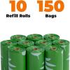 imageBest Pet Supplies Dog Poop Bags 150 Bags for Waste Refuse Cleanup Doggy Roll Replacements for Outdoor Puppy Walking and Travel Leak Proof and Tear Resistant Thick Plastic  OrangeGRS Green