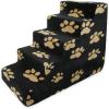 imageBest Pet Supplies Dog Stairs ampamp Steps  Foam Steps for Small Dogs ampamp Cats NonSlip Indoor Balanced Pet Step Support Dog Ramp No Assembly Brown Lattice Print Foldable 3Step 165inch HeightPaw Print on Black