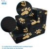 imageBest Pet Supplies Dog Stairs ampamp Steps  Foam Steps for Small Dogs ampamp Cats NonSlip Indoor Balanced Pet Step Support Dog Ramp No Assembly Brown Lattice Print Foldable 3Step 165inch HeightPaw Print on Black