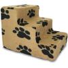imageBest Pet Supplies Dog Stairs ampamp Steps  Foam Steps for Small Dogs ampamp Cats NonSlip Indoor Balanced Pet Step Support Dog Ramp No Assembly Brown Lattice Print Foldable 3Step 165inch HeightPaw Print on Beige