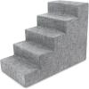 imageBest Pet Supplies Dog Stairs ampamp Steps  Foam Steps for Small Dogs ampamp Cats NonSlip Indoor Balanced Pet Step Support Dog Ramp No Assembly Brown Lattice Print Foldable 3Step 165inch HeightAsh Gray Linen