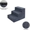 imageBest Pet Supplies Dog Stairs ampamp Steps  Foam Steps for Small Dogs ampamp Cats NonSlip Indoor Balanced Pet Step Support Dog Ramp No Assembly Brown Lattice Print Foldable 3Step 165inch HeightDark Gray Linen