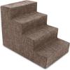 imageBest Pet Supplies Dog Stairs ampamp Steps  Foam Steps for Small Dogs ampamp Cats NonSlip Indoor Balanced Pet Step Support Dog Ramp No Assembly Brown Lattice Print Foldable 3Step 165inch HeightBrown Linen