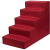 imageBest Pet Supplies Dog Stairs ampamp Steps  Foam Steps for Small Dogs ampamp Cats NonSlip Indoor Balanced Pet Step Support Dog Ramp No Assembly Brown Lattice Print Foldable 3Step 165inch HeightBrick Red