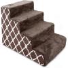imageBest Pet Supplies Dog Stairs ampamp Steps  Foam Steps for Small Dogs ampamp Cats NonSlip Indoor Balanced Pet Step Support Dog Ramp No Assembly Brown Lattice Print Foldable 3Step 165inch HeightBrown Lattice Print