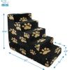 imageBest Pet Supplies Dog Stairs ampamp Steps  Foam Steps for Small Dogs ampamp Cats NonSlip Indoor Balanced Pet Step Support Dog Ramp No Assembly Brown Lattice Print Foldable 3Step 165inch HeightPaw Print on Black