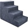 imageBest Pet Supplies Dog Stairs ampamp Steps  Foam Steps for Small Dogs ampamp Cats NonSlip Indoor Balanced Pet Step Support Dog Ramp No Assembly Brown Lattice Print Foldable 3Step 165inch HeightDark Gray Linen