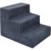 imageBest Pet Supplies Dog Stairs ampamp Steps  Foam Steps for Small Dogs ampamp Cats NonSlip Indoor Balanced Pet Step Support Dog Ramp No Assembly Brown Lattice Print Foldable 3Step 165inch HeightDark Gray Linen