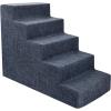 imageBest Pet Supplies Dog Stairs ampamp Steps  Foam Steps for Small Dogs ampamp Cats NonSlip Indoor Balanced Pet Step Support Dog Ramp No Assembly Brown Lattice Print Foldable 3Step 165inch HeightDark Gray Linen