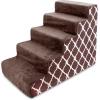 imageBest Pet Supplies Dog Stairs ampamp Steps  Foam Steps for Small Dogs ampamp Cats NonSlip Indoor Balanced Pet Step Support Dog Ramp No Assembly Brown Lattice Print Foldable 3Step 165inch HeightBrown Lattice Print