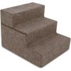 imageBest Pet Supplies Dog Stairs ampamp Steps  Foam Steps for Small Dogs ampamp Cats NonSlip Indoor Balanced Pet Step Support Dog Ramp No Assembly Brown Lattice Print Foldable 3Step 165inch HeightBrown Linen