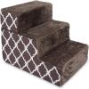 imageBest Pet Supplies Dog Stairs ampamp Steps  Foam Steps for Small Dogs ampamp Cats NonSlip Indoor Balanced Pet Step Support Dog Ramp No Assembly Brown Lattice Print Foldable 3Step 165inch HeightBrown Lattice Print