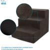 imageBest Pet Supplies Dog Stairs ampamp Steps  Foam Steps for Small Dogs ampamp Cats NonSlip Indoor Balanced Pet Step Support Dog Ramp No Assembly Brown Lattice Print Foldable 3Step 165inch HeightDark Brown