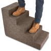 imageBest Pet Supplies Dog Stairs ampamp Steps  Foam Steps for Small Dogs ampamp Cats NonSlip Indoor Balanced Pet Step Support Dog Ramp No Assembly Brown Lattice Print Foldable 3Step 165inch HeightBrown Linen