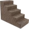 imageBest Pet Supplies Dog Stairs ampamp Steps  Foam Steps for Small Dogs ampamp Cats NonSlip Indoor Balanced Pet Step Support Dog Ramp No Assembly Brown Lattice Print Foldable 3Step 165inch HeightBrown Linen