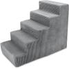 imageBest Pet Supplies Dog Stairs ampamp Steps  Foam Steps for Small Dogs ampamp Cats NonSlip Indoor Balanced Pet Step Support Dog Ramp No Assembly Brown Lattice Print Foldable 3Step 165inch HeightGray