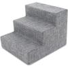 imageBest Pet Supplies Dog Stairs ampamp Steps  Foam Steps for Small Dogs ampamp Cats NonSlip Indoor Balanced Pet Step Support Dog Ramp No Assembly Brown Lattice Print Foldable 3Step 165inch HeightAsh Gray Linen