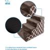 imageBest Pet Supplies Dog Stairs ampamp Steps  Foam Steps for Small Dogs ampamp Cats NonSlip Indoor Balanced Pet Step Support Dog Ramp No Assembly Brown Lattice Print Foldable 3Step 165inch HeightBrown Lattice Print