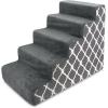 imageBest Pet Supplies Dog Stairs ampamp Steps  Foam Steps for Small Dogs ampamp Cats NonSlip Indoor Balanced Pet Step Support Dog Ramp No Assembly Brown Lattice Print Foldable 3Step 165inch HeightGray Lattice Print