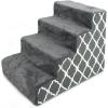 imageBest Pet Supplies Dog Stairs ampamp Steps  Foam Steps for Small Dogs ampamp Cats NonSlip Indoor Balanced Pet Step Support Dog Ramp No Assembly Brown Lattice Print Foldable 3Step 165inch HeightGray Lattice Print