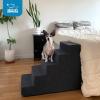 imageBest Pet Supplies Dog Stairs ampamp Steps  Foam Steps for Small Dogs ampamp Cats NonSlip Indoor Balanced Pet Step Support Dog Ramp No Assembly Brown Lattice Print Foldable 3Step 165inch HeightDark Gray Linen