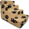 imageBest Pet Supplies Dog Stairs ampamp Steps  Foam Steps for Small Dogs ampamp Cats NonSlip Indoor Balanced Pet Step Support Dog Ramp No Assembly Brown Lattice Print Foldable 3Step 165inch HeightPaw Print on Beige