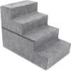 imageBest Pet Supplies Dog Stairs ampamp Steps  Foam Steps for Small Dogs ampamp Cats NonSlip Indoor Balanced Pet Step Support Dog Ramp No Assembly Brown Lattice Print Foldable 3Step 165inch HeightAsh Gray Linen
