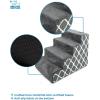 imageBest Pet Supplies Dog Stairs ampamp Steps  Foam Steps for Small Dogs ampamp Cats NonSlip Indoor Balanced Pet Step Support Dog Ramp No Assembly Brown Lattice Print Foldable 3Step 165inch HeightGray Lattice Print