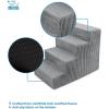 imageBest Pet Supplies Dog Stairs ampamp Steps  Foam Steps for Small Dogs ampamp Cats NonSlip Indoor Balanced Pet Step Support Dog Ramp No Assembly Brown Lattice Print Foldable 3Step 165inch HeightGray