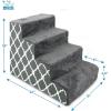 imageBest Pet Supplies Dog Stairs ampamp Steps  Foam Steps for Small Dogs ampamp Cats NonSlip Indoor Balanced Pet Step Support Dog Ramp No Assembly Brown Lattice Print Foldable 3Step 165inch HeightGray Lattice Print