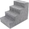 imageBest Pet Supplies Dog Stairs ampamp Steps  Foam Steps for Small Dogs ampamp Cats NonSlip Indoor Balanced Pet Step Support Dog Ramp No Assembly Brown Lattice Print Foldable 3Step 165inch HeightAsh Gray Linen