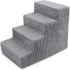 imageBest Pet Supplies Dog Stairs ampamp Steps  Foam Steps for Small Dogs ampamp Cats NonSlip Indoor Balanced Pet Step Support Dog Ramp No Assembly Brown Lattice Print Foldable 3Step 165inch HeightGray