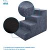 imageBest Pet Supplies Dog Stairs ampamp Steps  Foam Steps for Small Dogs ampamp Cats NonSlip Indoor Balanced Pet Step Support Dog Ramp No Assembly Brown Lattice Print Foldable 3Step 165inch HeightDark Gray Linen