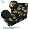 imageBest Pet Supplies Dog Stairs ampamp Steps  Foam Steps for Small Dogs ampamp Cats NonSlip Indoor Balanced Pet Step Support Dog Ramp No Assembly Brown Lattice Print Foldable 3Step 165inch HeightPaw Print on Black