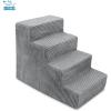 imageBest Pet Supplies Dog Stairs ampamp Steps  Foam Steps for Small Dogs ampamp Cats NonSlip Indoor Balanced Pet Step Support Dog Ramp No Assembly Brown Lattice Print Foldable 3Step 165inch HeightGray