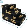 imageBest Pet Supplies Dog Stairs ampamp Steps  Foam Steps for Small Dogs ampamp Cats NonSlip Indoor Balanced Pet Step Support Dog Ramp No Assembly Brown Lattice Print Foldable 3Step 165inch HeightPaw Print on Black