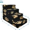 imageBest Pet Supplies Dog Stairs ampamp Steps  Foam Steps for Small Dogs ampamp Cats NonSlip Indoor Balanced Pet Step Support Dog Ramp No Assembly Brown Lattice Print Foldable 3Step 165inch HeightPaw Print on Black