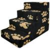 imageBest Pet Supplies Dog Stairs ampamp Steps  Foam Steps for Small Dogs ampamp Cats NonSlip Indoor Balanced Pet Step Support Dog Ramp No Assembly Brown Lattice Print Foldable 3Step 165inch HeightPaw Print on Black