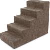 imageBest Pet Supplies Dog Stairs ampamp Steps  Foam Steps for Small Dogs ampamp Cats NonSlip Indoor Balanced Pet Step Support Dog Ramp No Assembly Brown Lattice Print Foldable 3Step 165inch HeightBrown Linen