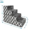 imageBest Pet Supplies Dog Stairs ampamp Steps  Foam Steps for Small Dogs ampamp Cats NonSlip Indoor Balanced Pet Step Support Dog Ramp No Assembly Brown Lattice Print Foldable 3Step 165inch HeightGray Lattice Print