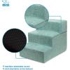 imageBest Pet Supplies Dog Stairs ampamp Steps  Foam Steps for Small Dogs ampamp Cats NonSlip Indoor Balanced Pet Step Support Dog Ramp No Assembly Brown Lattice Print Foldable 3Step 165inch HeightPale Teal