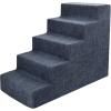 imageBest Pet Supplies Dog Stairs ampamp Steps  Foam Steps for Small Dogs ampamp Cats NonSlip Indoor Balanced Pet Step Support Dog Ramp No Assembly Brown Lattice Print Foldable 3Step 165inch HeightDark Gray Linen