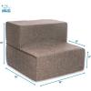 imageBest Pet Supplies Foldable Pet Stairs Cover for Foam Dog Ramps Replacement Slip with NonSlip Step Surface Plush and Soft Fabric Provides Paw Traction and Stability  Gray Linen 2StepBrown Linen