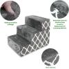 imageBest Pet Supplies Foldable Pet Stairs Cover for Foam Dog Ramps Replacement Slip with NonSlip Step Surface Plush and Soft Fabric Provides Paw Traction and Stability  Gray Linen 2StepGray Lattice Print