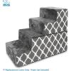 imageBest Pet Supplies Foldable Pet Stairs Cover for Foam Dog Ramps Replacement Slip with NonSlip Step Surface Plush and Soft Fabric Provides Paw Traction and Stability  Gray Linen 2StepGray Lattice Print