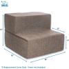 imageBest Pet Supplies Foldable Pet Stairs Cover for Foam Dog Ramps Replacement Slip with NonSlip Step Surface Plush and Soft Fabric Provides Paw Traction and Stability  Gray Linen 2StepBrown Linen