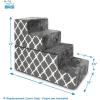 imageBest Pet Supplies Foldable Pet Stairs Cover for Foam Dog Ramps Replacement Slip with NonSlip Step Surface Plush and Soft Fabric Provides Paw Traction and Stability  Gray Linen 2StepGray Lattice Print