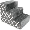 imageBest Pet Supplies Foldable Pet Stairs Cover for Foam Dog Ramps Replacement Slip with NonSlip Step Surface Plush and Soft Fabric Provides Paw Traction and Stability  Gray Linen 2StepGray Lattice Print