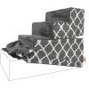 imageBest Pet Supplies Foldable Pet Stairs Cover for Foam Dog Ramps Replacement Slip with NonSlip Step Surface Plush and Soft Fabric Provides Paw Traction and Stability  Gray Linen 2StepGray Lattice Print